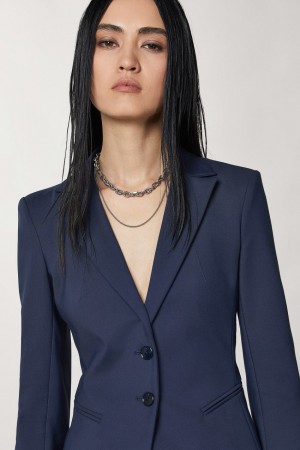 Patrizia Pepe 2-button Slim Jacket Blau | 439067-ETX