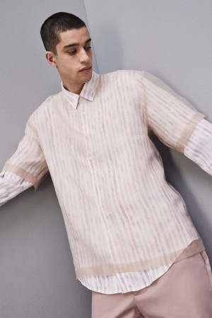 Patrizia Pepe Boxy Short Sleeve T-shirt With Raw Cut Hem Rosa | 708294-YXF