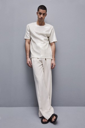 Patrizia Pepe Boxy T-shirt With Sequins Weiß | 971684-TDX