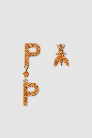 Patrizia Pepe Brass And Glass Earrings Orange | 835497-LRP