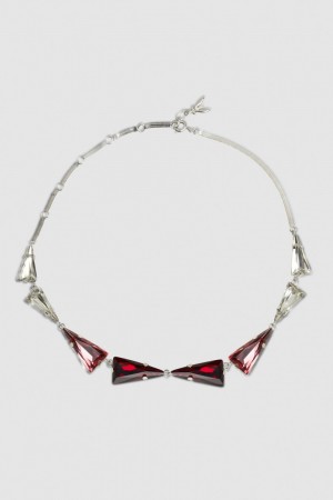 Patrizia Pepe Brass And Glass Necklace Rosa | 912384-ZCW