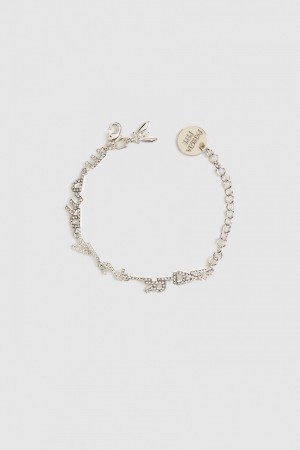 Patrizia Pepe Brass Bracelet With Rhinestones Silber | 527816-ICP