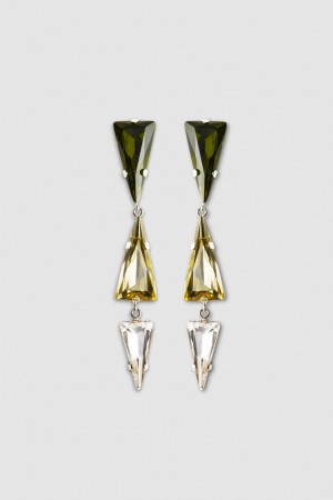 Patrizia Pepe Brass Earrings With Rhinestones Grün | 215798-USD