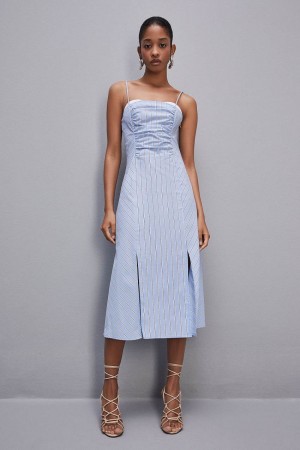 Patrizia Pepe Bustier Midi Dress With Straps Hellblau | 793041-CVF
