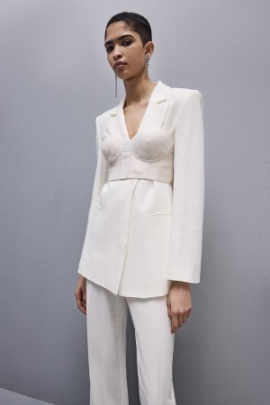 Patrizia Pepe Canvas And Lurex Bustier Weiß | 648531-PEQ