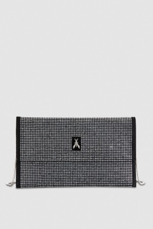 Patrizia Pepe Clutch Bag With Rhinestones And Shoulder Strap Schwarz | 719324-SJC