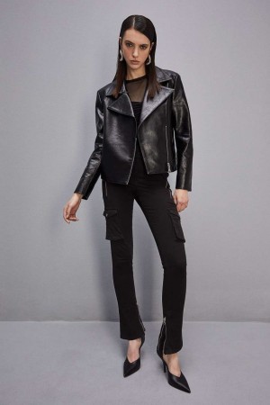 Patrizia Pepe Coated Fabric Jacket Schwarz | 465703-WRI