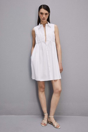 Patrizia Pepe Cotton Chemisier Mini Dress Weiß | 468750-XLD