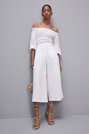 Patrizia Pepe Cropped Over Fit Pants Weiß | 127946-HLM