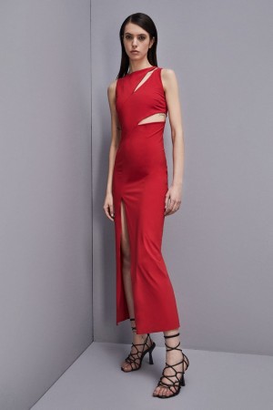 Patrizia Pepe Cut-out Jersey Dress Rot | 531086-KOV