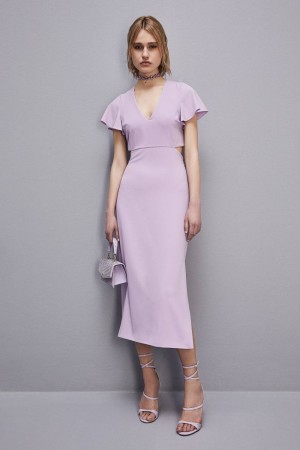Patrizia Pepe Cut-out Midi Dress In Sablè Crepe Lila | 462178-AKF