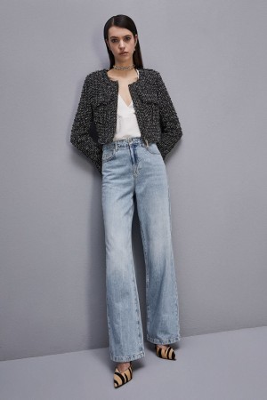 Patrizia Pepe Denim Pants With Rhinestones Hellblau | 864537-MTZ