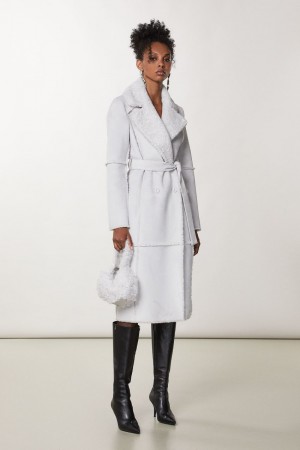 Patrizia Pepe Double Breasted Double Face Coat Weiß | 273491-MUY