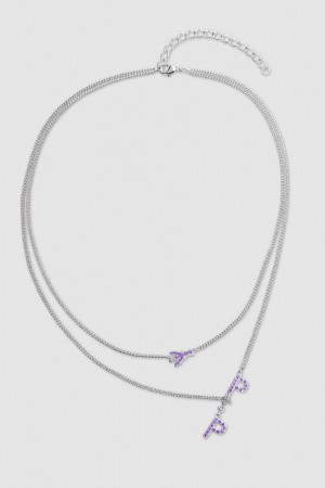 Patrizia Pepe Double Chain Brass Necklace Rosa | 724308-YJI