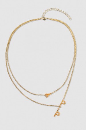 Patrizia Pepe Double Chain Brass Necklace Orange | 391847-VCO