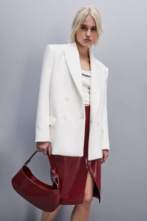 Patrizia Pepe Double-breasted Over Peacoat Weiß | 043627-UHP