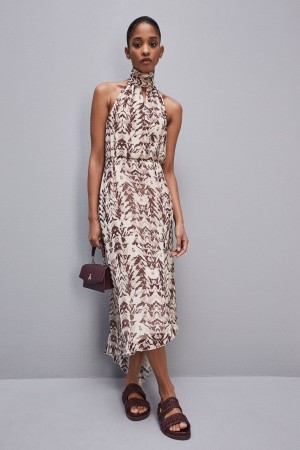 Patrizia Pepe Dress With Slit In Viscose Crepon Mehrfarbig | 743612-VWP