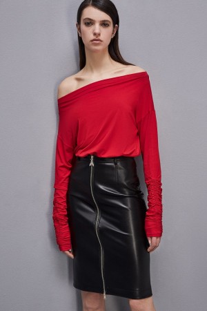 Patrizia Pepe Dropped Shoulder Jersey T-shirt Rot | 182034-UQG