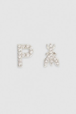 Patrizia Pepe Earrings With Rhinestones Silber | 569407-WZQ