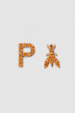 Patrizia Pepe Earrings With Rhinestones Orange | 976124-JMN