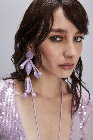 Patrizia Pepe Earrings With Techno Pop Fly Appliqué Rosa | 034825-LUW