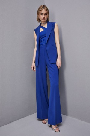Patrizia Pepe Essential Asymmetrical Neckline Jersey Top Hellblau | 298736-YQF