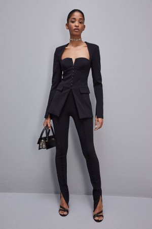 Patrizia Pepe Essential Corset-effect Jacket Schwarz | 568140-SJW