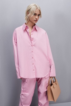 Patrizia Pepe Essential Cotton Over Shirt Rosa | 938265-FYK