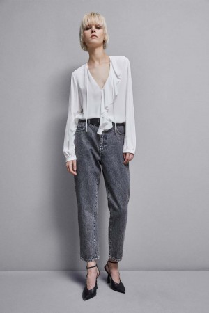 Patrizia Pepe Essential Crepe Blouse Weiß | 872035-FCZ