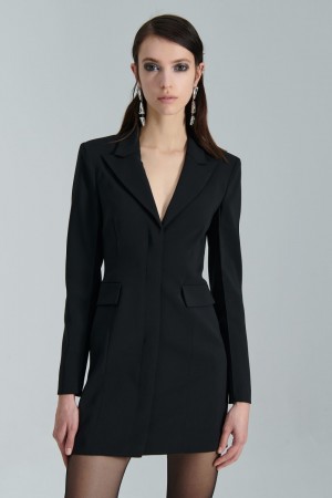 Patrizia Pepe Essential Crepe Dress Jacket Schwarz | 914028-GFW