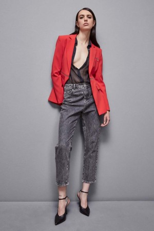 Patrizia Pepe Essential Crepe Jacket With Zipper Rot | 253640-ZHI