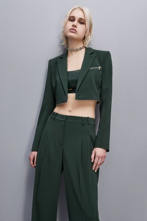 Patrizia Pepe Essential Crepe Jacket With Zipper Grün | 740319-KJT
