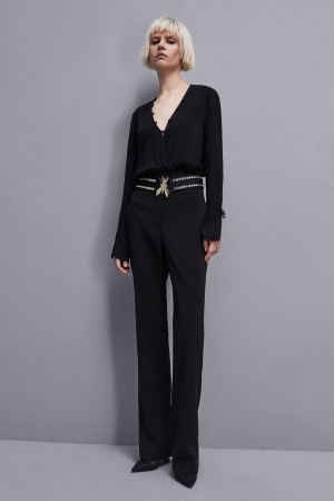 Patrizia Pepe Essential Crepe Jumpsuit Schwarz | 694785-YXM