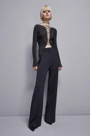 Patrizia Pepe Essential Crepe Palazzo-fit Pants Schwarz | 320914-HYN