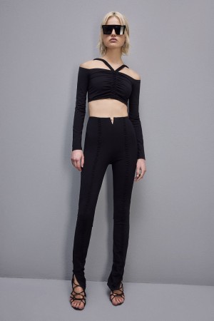 Patrizia Pepe Essential Cropped Sweater Schwarz | 372809-IZK