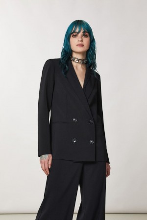 Patrizia Pepe Essential Double-breasted Jacket Schwarz | 257319-WFU
