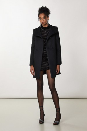 Patrizia Pepe Essential High Neck Coat Schwarz | 756821-ASJ