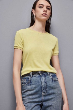 Patrizia Pepe Essential Short-sleeved Sweater Gelb | 372804-UBH