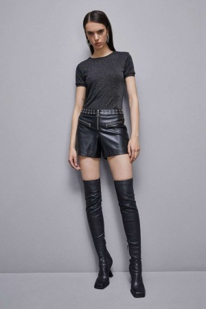 Patrizia Pepe Essential Short-sleeved Sweater Schwarz | 091264-HJW