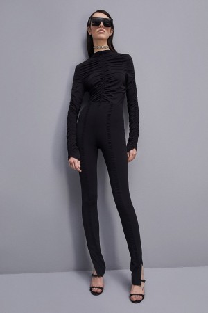 Patrizia Pepe Essential Technical Jersey Leggings Schwarz | 382905-YZA