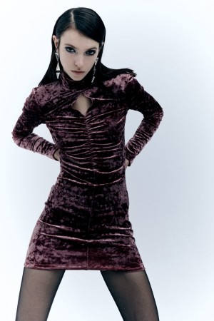 Patrizia Pepe Essential Velvet Dress Lila | 064831-BCV