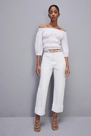 Patrizia Pepe Essential White Bull Denim Pants Weiß | 470293-EYS