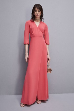 Patrizia Pepe Extra Long Wrap Dress In Georgette Rosa | 067824-YIB