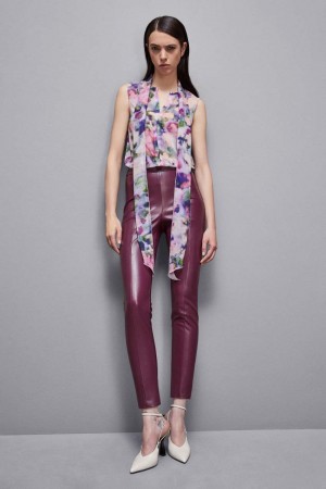 Patrizia Pepe Faux Leather Leggings Lila | 172349-MXS