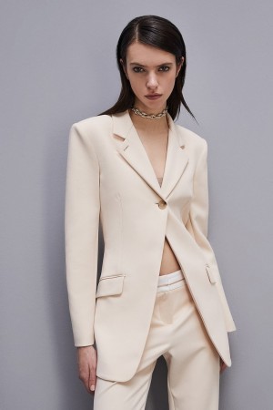 Patrizia Pepe Feminine One-button Jacket Beige | 046897-YCL