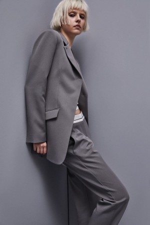 Patrizia Pepe Feminine One-button Jacket Grau | 087564-DCG