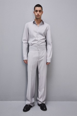 Patrizia Pepe Fitted Shirt Without Pleats In Viscose Twill Grau | 947620-PFZ
