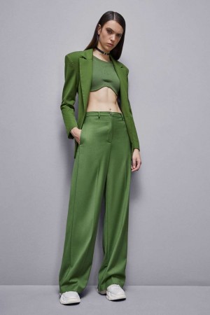 Patrizia Pepe Flannel Pants With Pleats Grün | 304617-USL