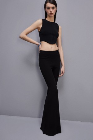 Patrizia Pepe Flared Bodycon Pants Schwarz | 165937-EQZ