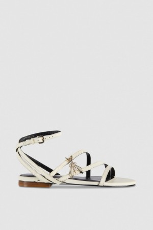 Patrizia Pepe Flat Leather Sandals Beige | 837524-DHJ